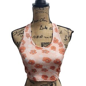 SHEIN Halter Top Floral Print Sleeveless Crop Top Casual Summer‎ XS